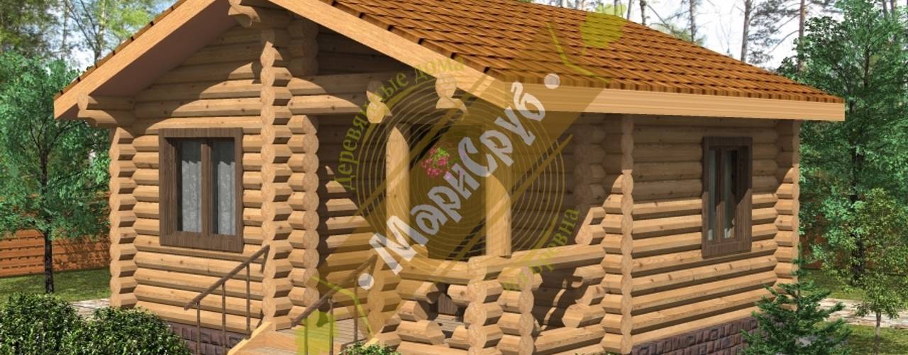 Одноэтажный дом с крыльцом "Солнечный", Марисруб Марисруб Дома в классическом стиле Изделия из древесины Прозрачный