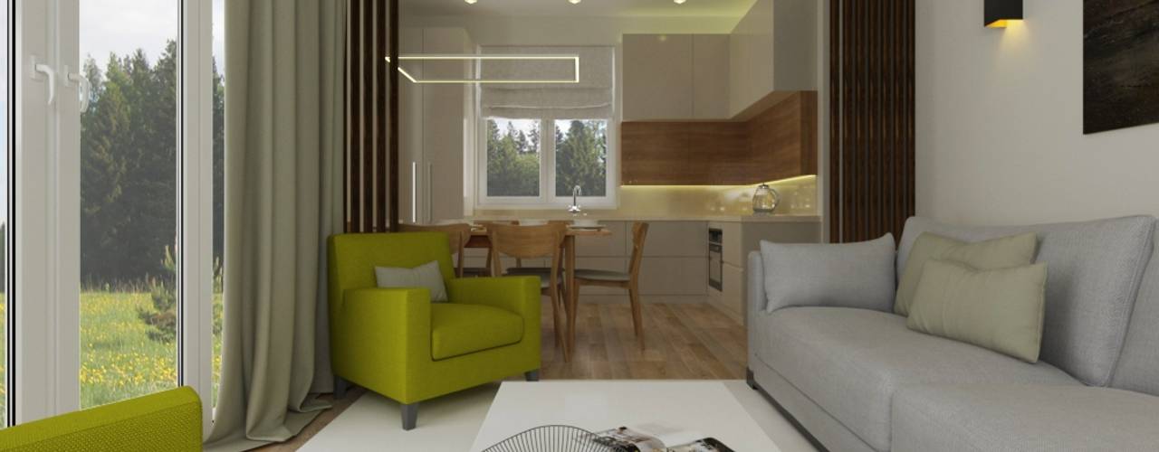 homify Modern living room Engineered Wood Green