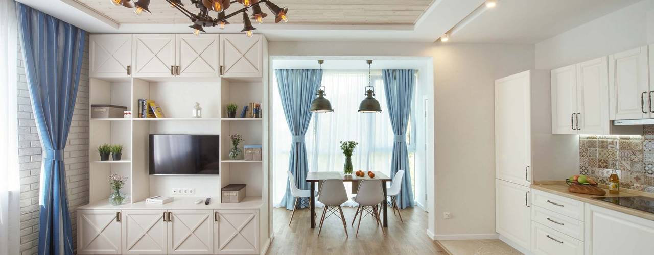 Квартира в средиземноморском стиле в Сочи, metrixdesign metrixdesign Ruang Keluarga Gaya Mediteran