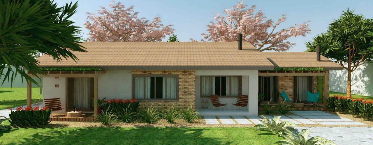 homify Rumah Gaya Rustic Batu Bata