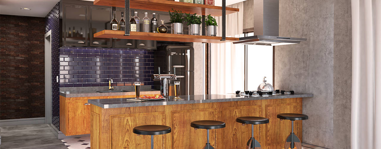 Área Gourmet, MS One Arquitetura & Design de Interiores MS One Arquitetura & Design de Interiores Industrial style kitchen