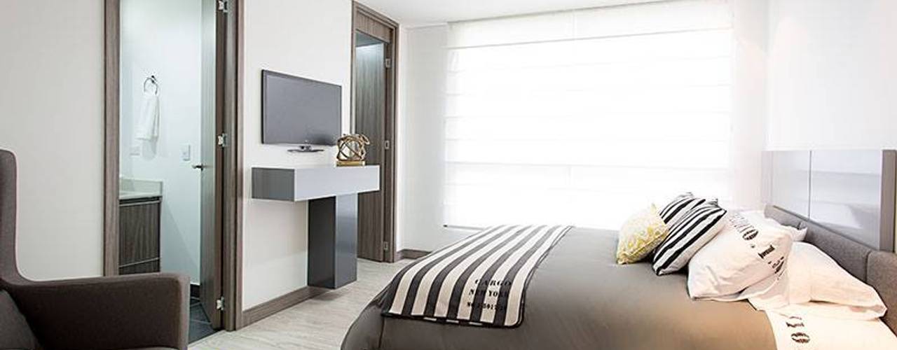 Apto Felisa, Maria Mentira Studio Maria Mentira Studio Modern style bedroom Wood Wood effect