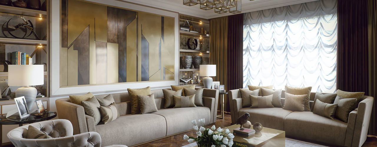 living room+dining, m.frahat m.frahat Salas de estilo moderno
