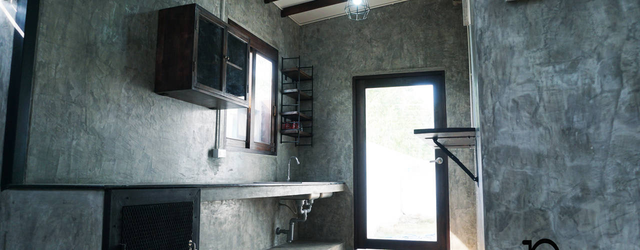 ห้องครัวไทยสไตล์ลอฟท์, P-lona P-lona Industrial style kitchen Concrete