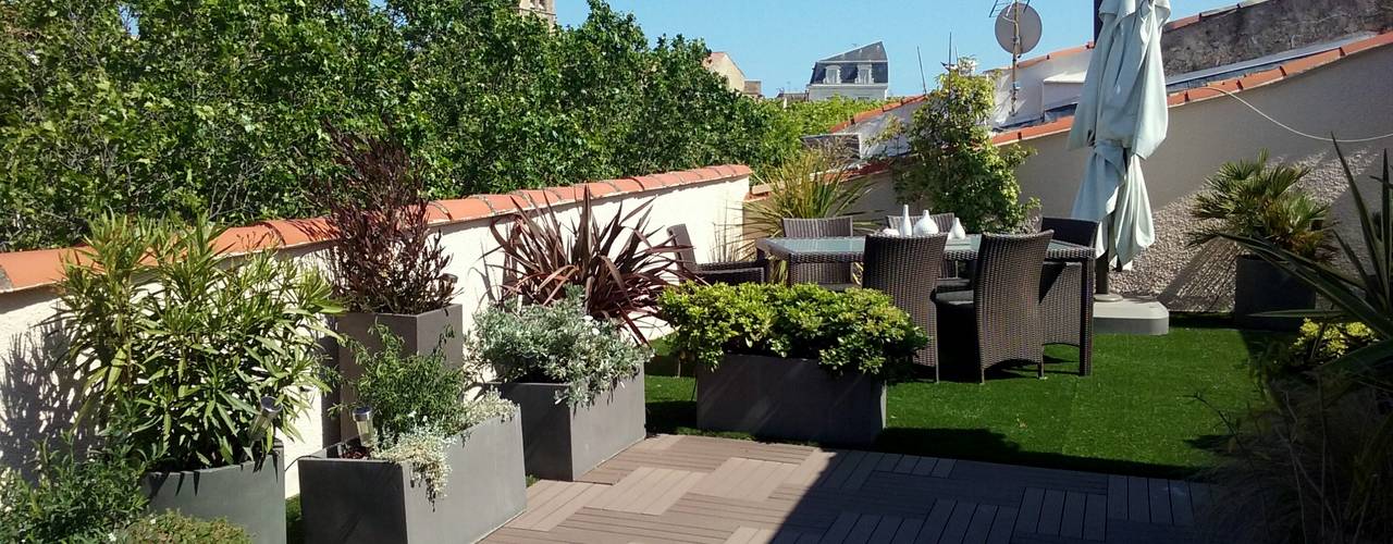 Une terrasse en toiture de 80 m2, Les Jardins de Marion Les Jardins de Marion