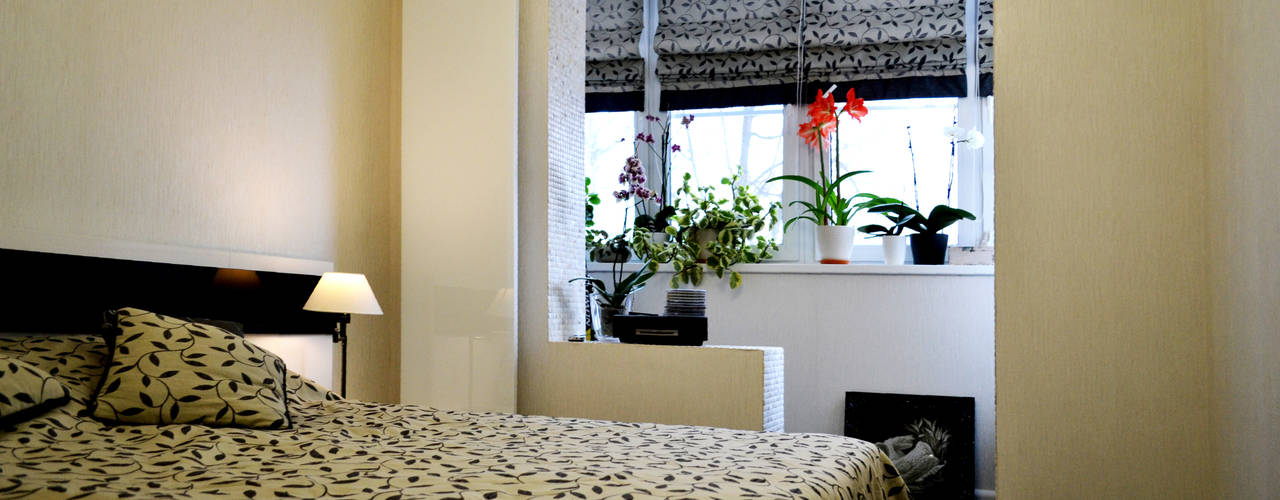 Двухкомнатная квартира с черной кухней, AM Design AM Design Dormitorios eclécticos