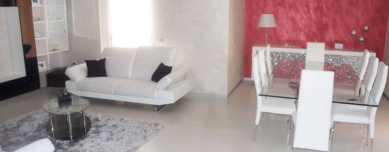 Pavimento in resina bianca con sfumature Infinity Indoor, Pavimento Moderno Pavimento Moderno กำแพง คอนกรีต