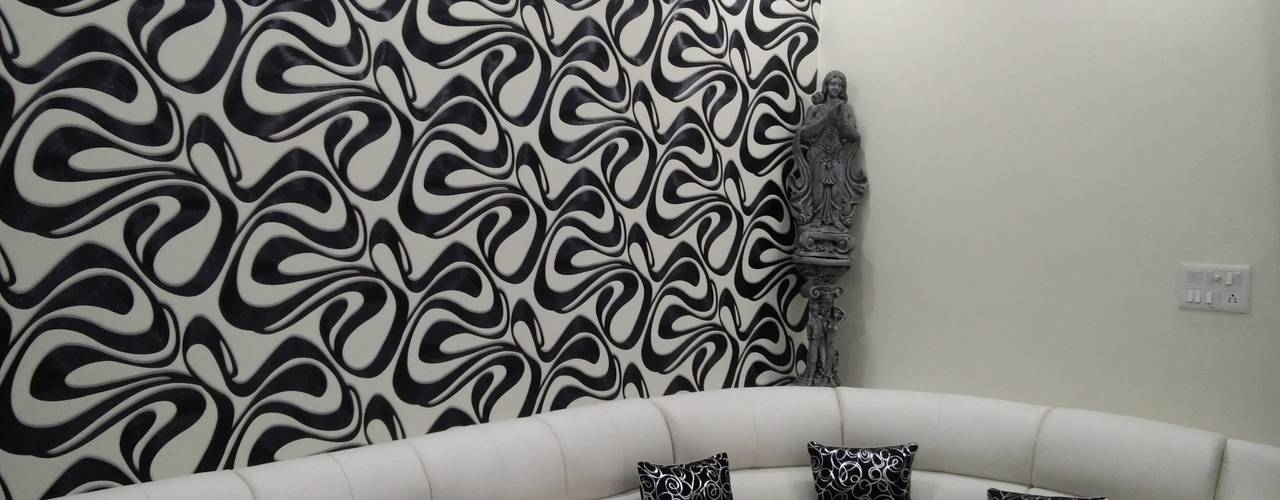 Malhotra's Residency, Fabros Interiors Fabros Interiors Modern living room Leather Grey