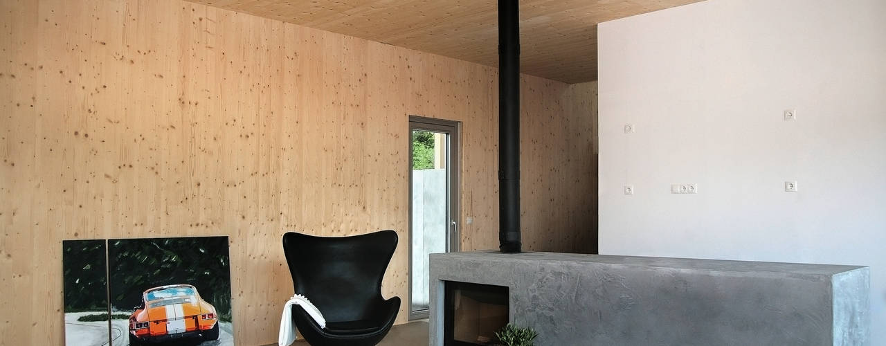 Einzigartiger Blickfang: Einfamilienhaus Schöne Aussicht, Planungsgruppe Korb GmbH Architekten & Ingenieure Planungsgruppe Korb GmbH Architekten & Ingenieure Salas modernas Madera Acabado en madera