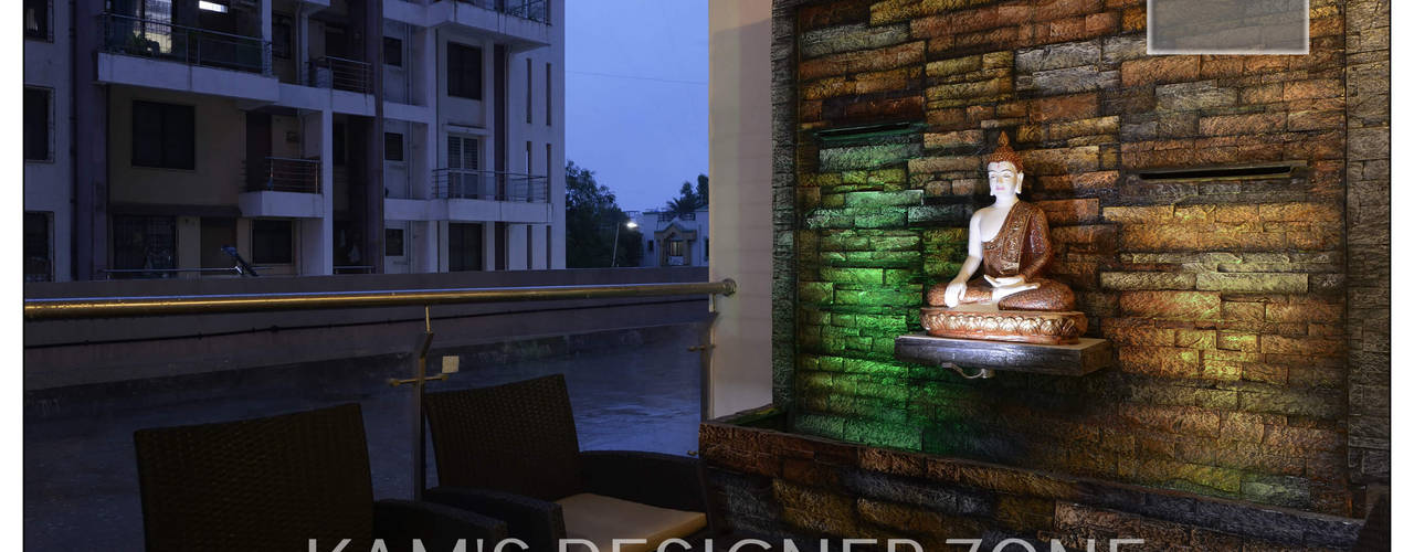 Home interior design for Reshma, KAMS DESIGNER ZONE KAMS DESIGNER ZONE Modern balcony, veranda & terrace