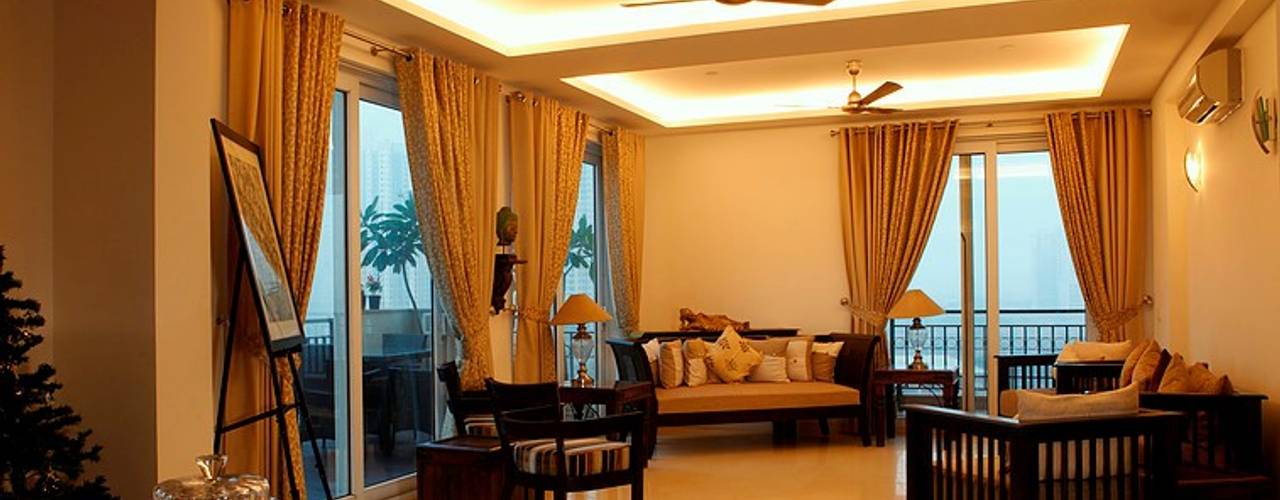 An apartment in Palm springs, Gurgaon, stonehenge designs stonehenge designs غرفة المعيشة