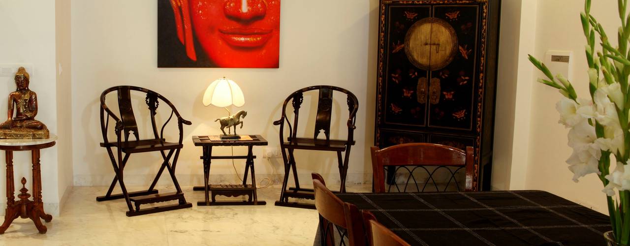 An apartment in Central Park 1, Gurgaon, stonehenge designs stonehenge designs Modern dining room