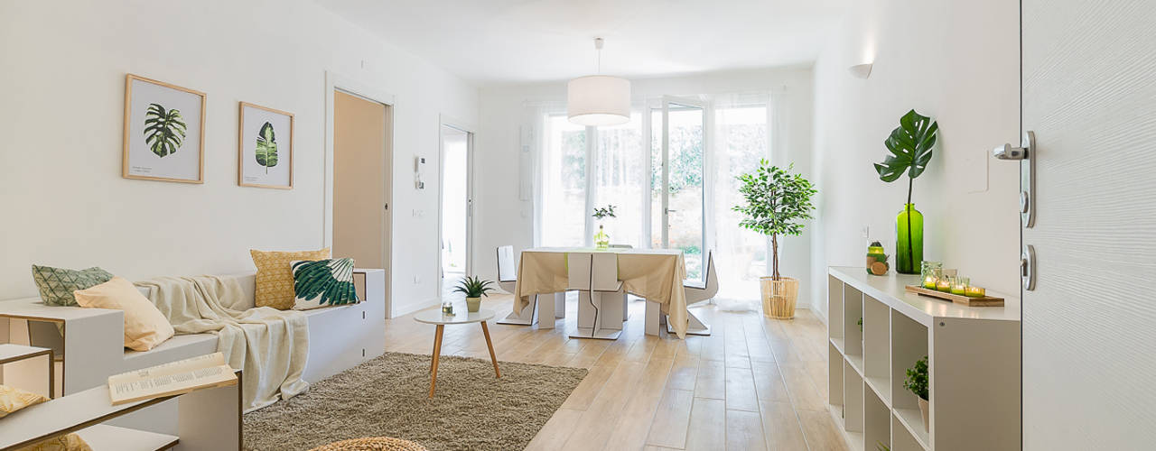 Appartamento campione in cantiere di Rho (MI), Home Staging & Dintorni Home Staging & Dintorni 北欧デザインの リビング