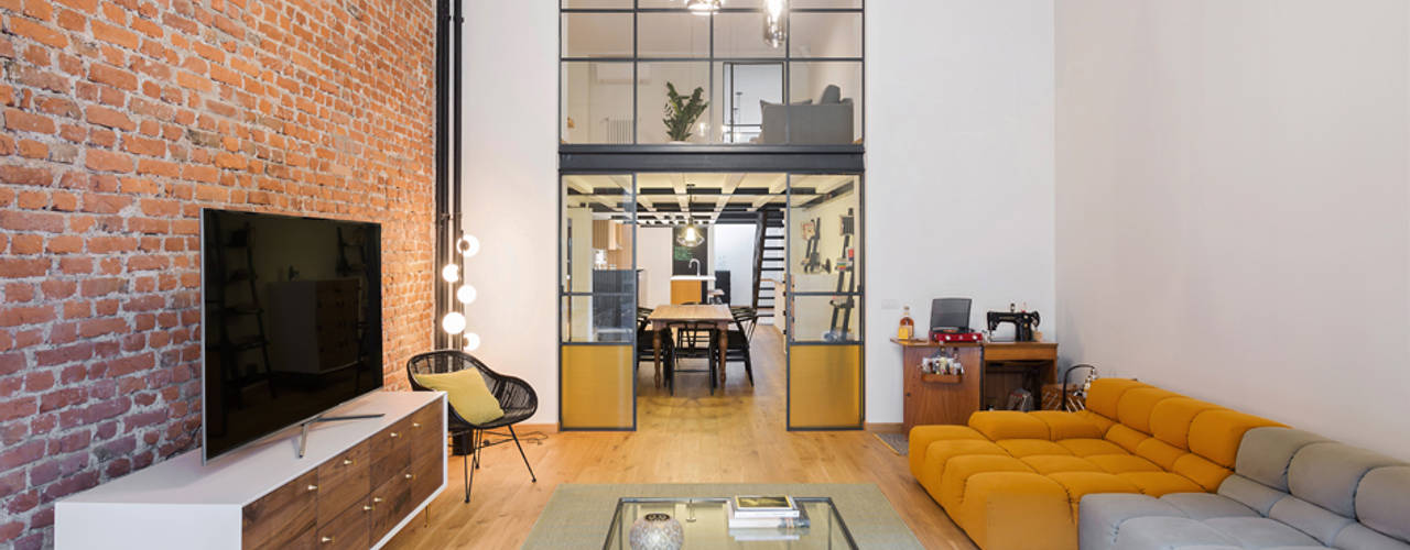 LOFT N, NOMADE ARCHITETTURA E INTERIOR DESIGN NOMADE ARCHITETTURA E INTERIOR DESIGN ห้องนั่งเล่น