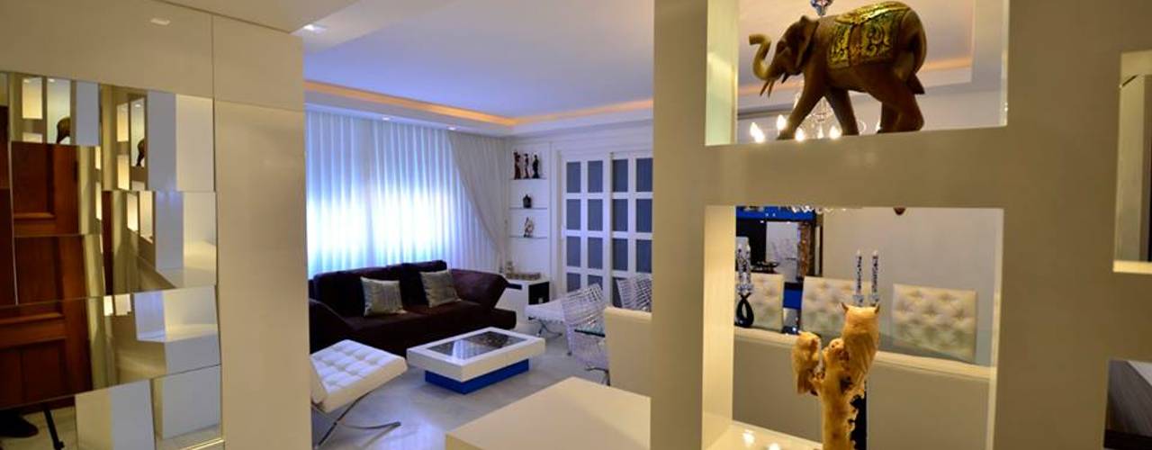Projeto e Reforma Apartamento Hilário Ribeiro - Os detalhes fazem a diferença!, Tiede Arquitetos Tiede Arquitetos Modern living room