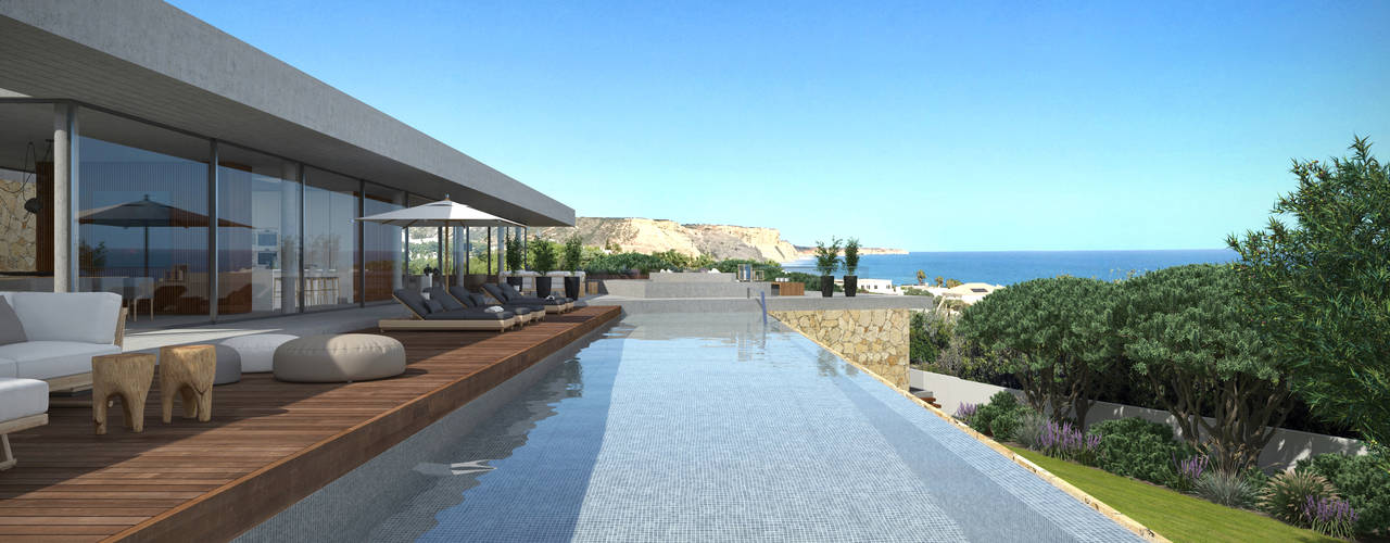 Moradia em Lagos, Areacor, Projectos e Interiores Lda Areacor, Projectos e Interiores Lda Minimalistische Pools