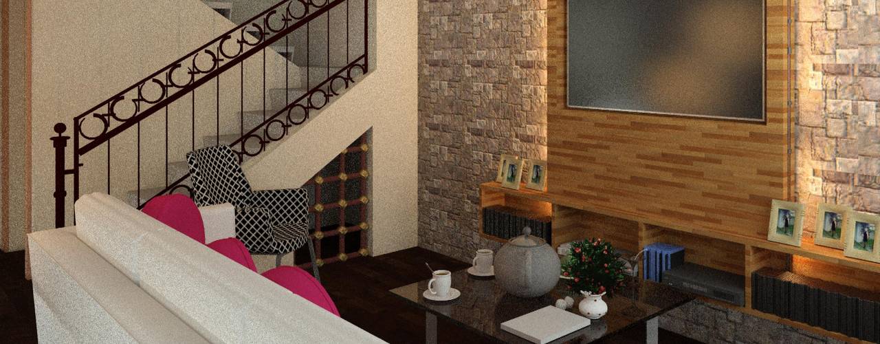 Sala de estar - Huixquilucan, Perfil Arquitectónico Perfil Arquitectónico Modern living room Stone