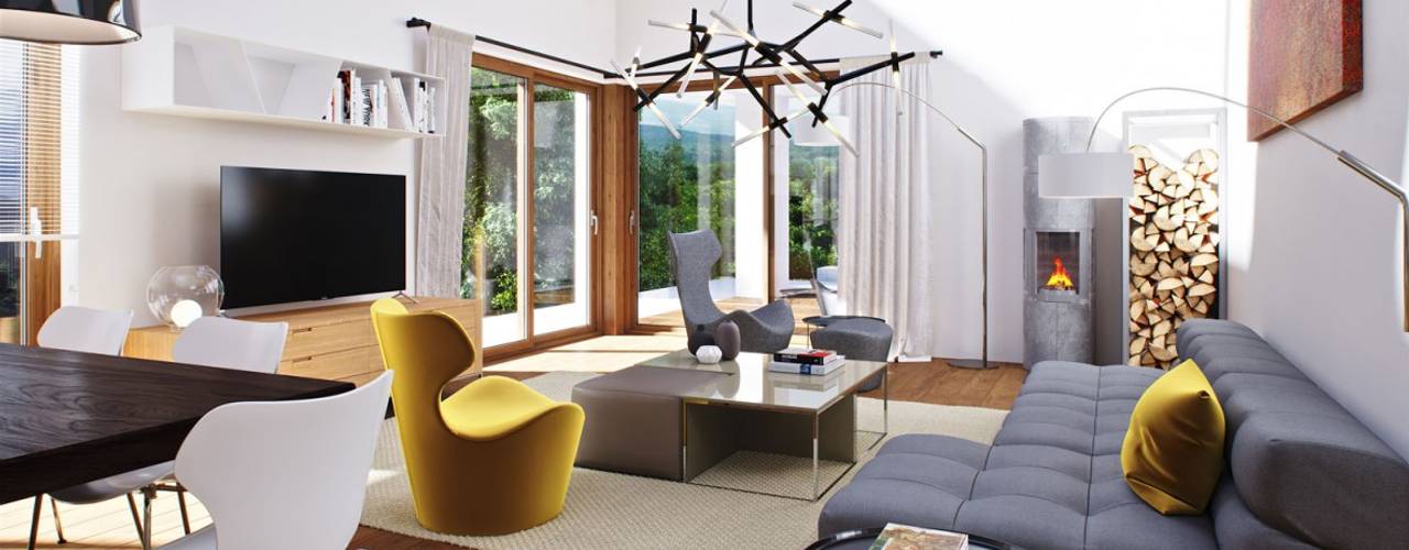 Projekt domu Daniel III G2 - harmonia nowoczesności i przytulności , Pracownia Projektowa ARCHIPELAG Pracownia Projektowa ARCHIPELAG Modern living room