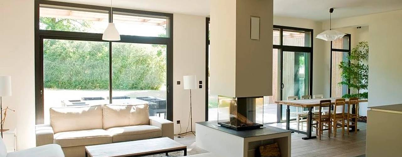 RUSTICASA | Casa em Le Prieuré | Montfort l'Amaury, RUSTICASA RUSTICASA Modern living room Wood Wood effect