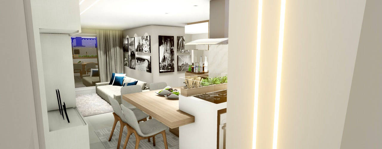 Apartamento compacto para jovem casal moderno, Studio² Studio² Modern dining room