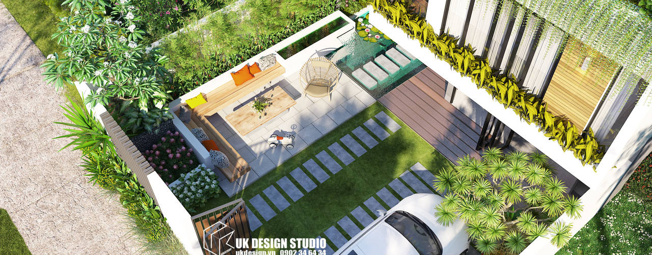 Biệt thự hiện đại 10 x 20m, UK DESIGN STUDIO - KIẾN TRÚC UK UK DESIGN STUDIO - KIẾN TRÚC UK Modern home
