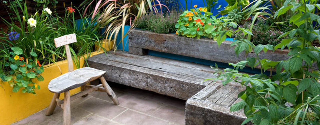 Mexican Inspired Garden, Earth Designs Earth Designs Mediterranean style garden Wood Wood effect