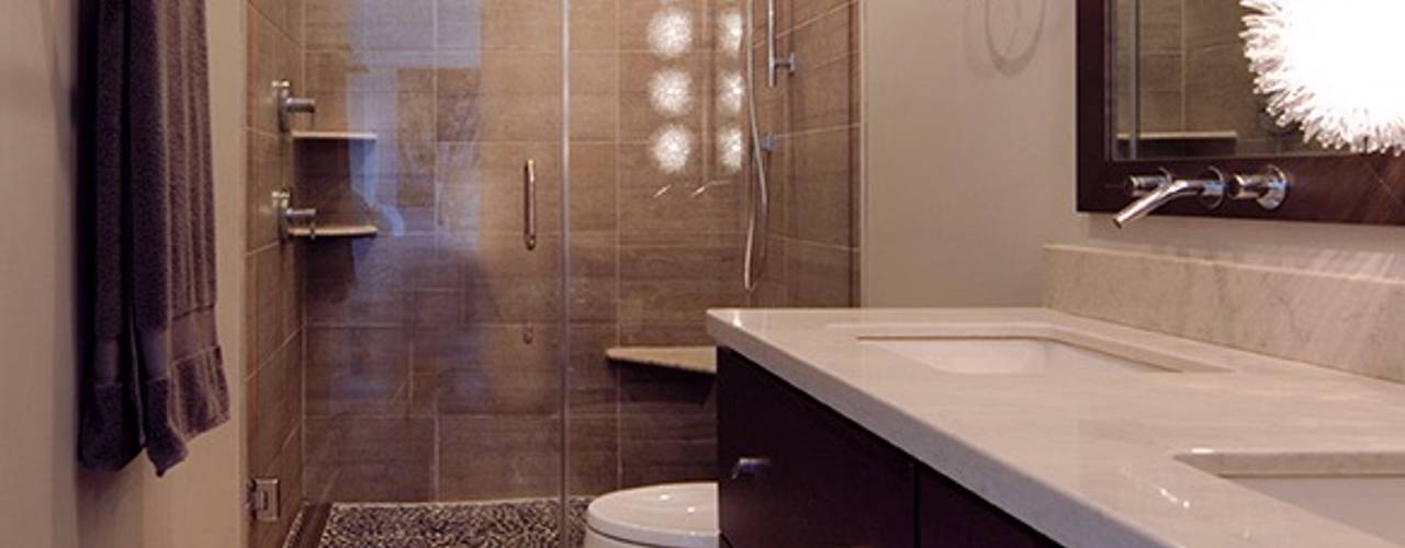 Emerald Isle Vacation Home, Olamar Interiors, LLC Olamar Interiors, LLC Modern Bathroom Tiles Grey
