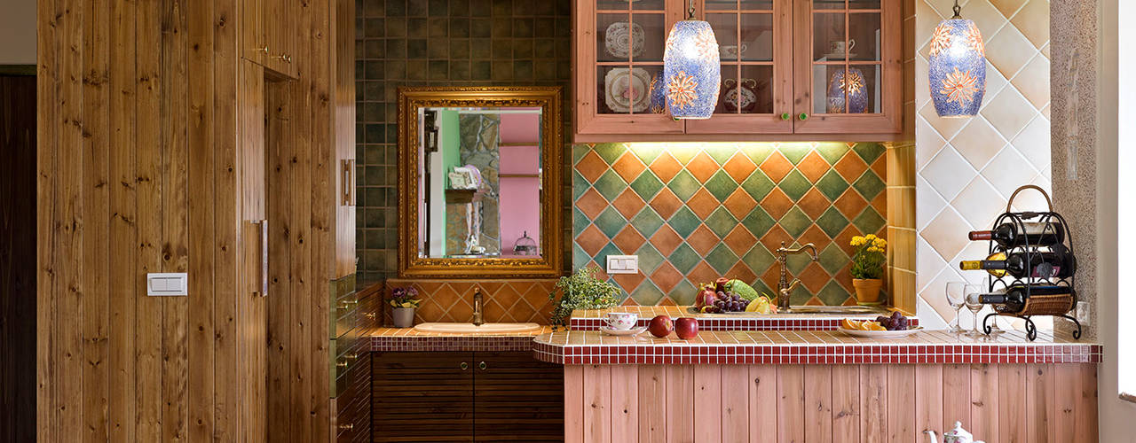 雙溪山居-鄉村風格, Color-Lotus Design Color-Lotus Design ห้องครัว ไม้จริง Multicolored