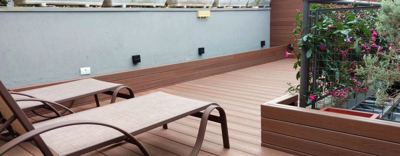 Deck e Painel em Madeira Plástica, Ecopex Ecopex สวนแบบเซน ไม้ผสมพลาสติก