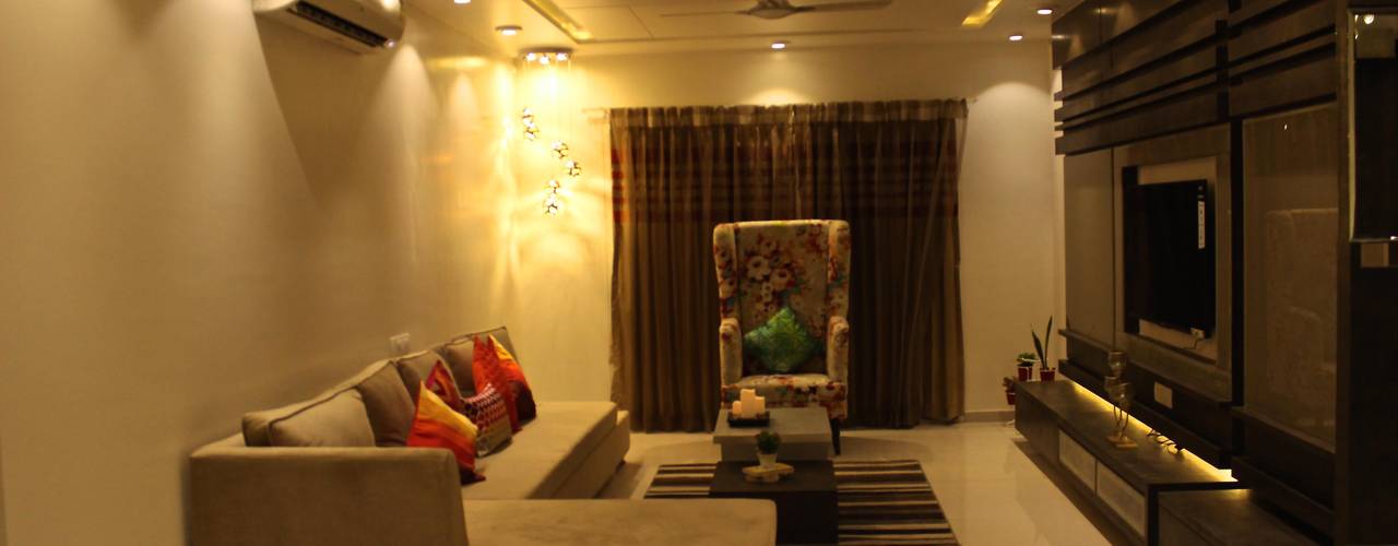 Mystic Moods,Pune, H interior Design H interior Design モダンデザインの リビング