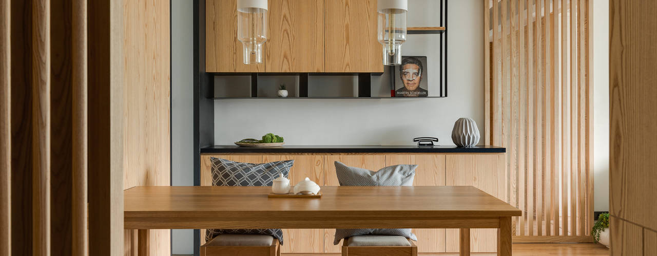 無印生活 劉宅, 御見設計企業有限公司 御見設計企業有限公司 Minimalist dining room Solid Wood Multicolored