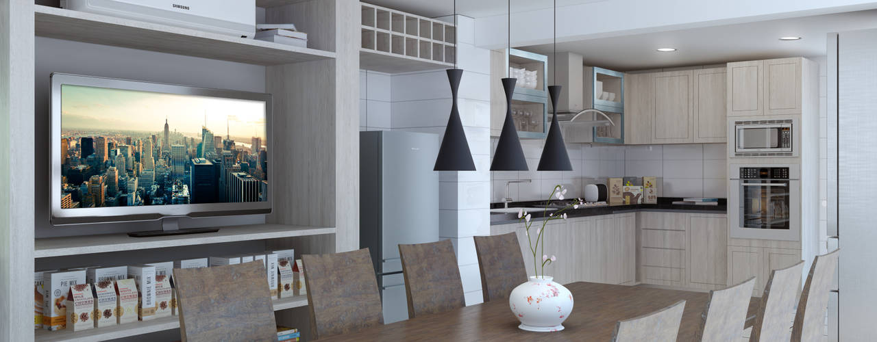 homify Built-in kitchens Engineered Wood Transparent