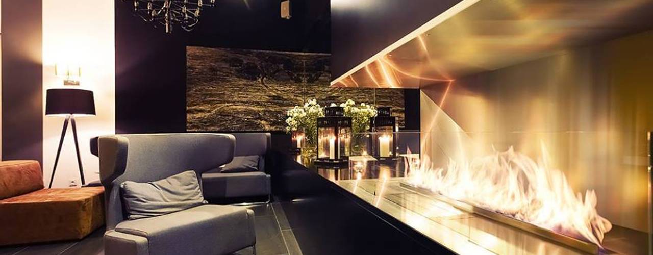 The Perfect Indoor Fireplace Solution, Spacio Collections Spacio Collections Salones de estilo moderno Hierro/Acero
