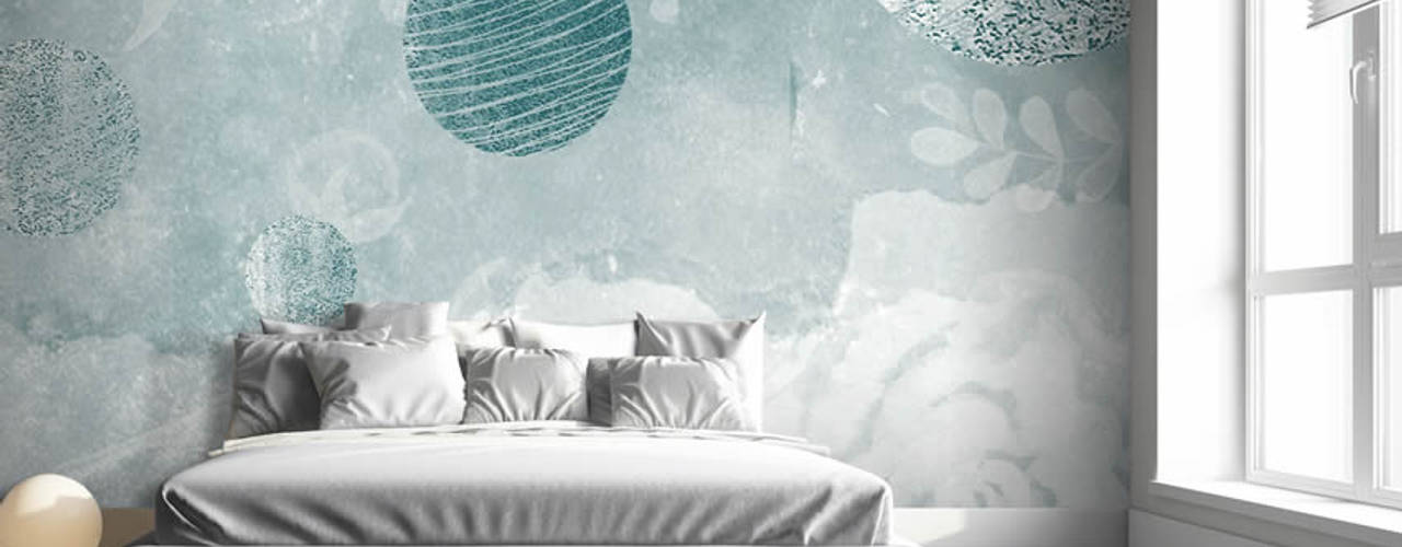 Pianeti e fiori- ambientazione, Angela Capacchione Design Angela Capacchione Design Modern style bedroom Textile Amber/Gold