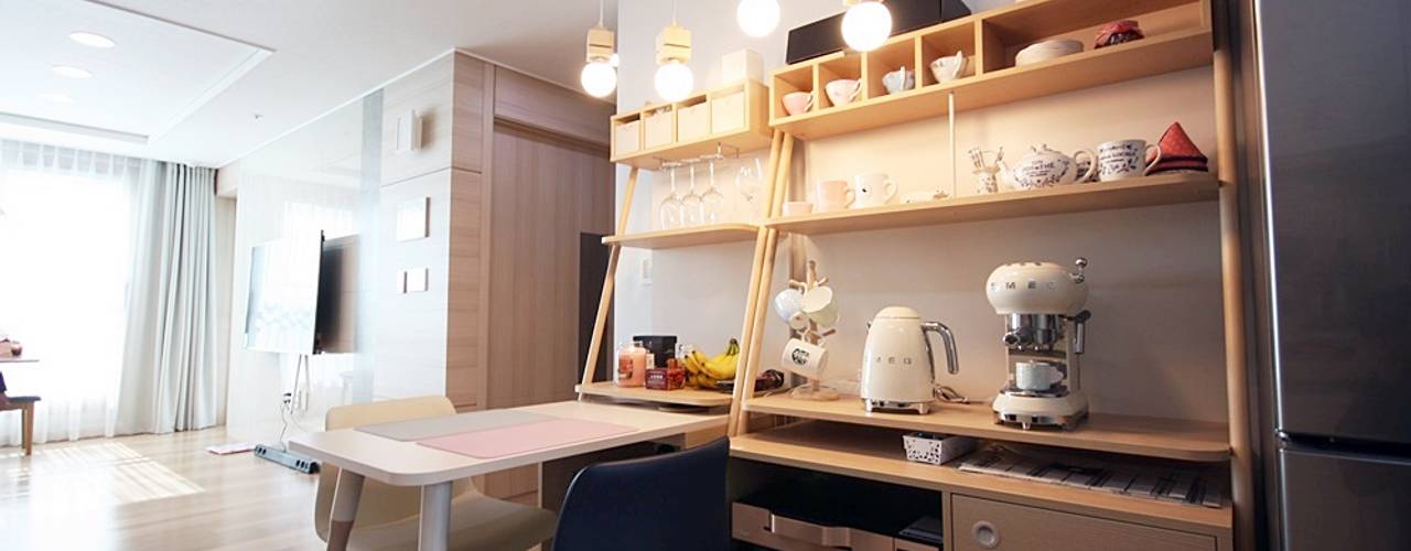 핑크 포인트 새아파트 신혼집 홈스타일링, homelatte homelatte Cocinas de estilo escandinavo