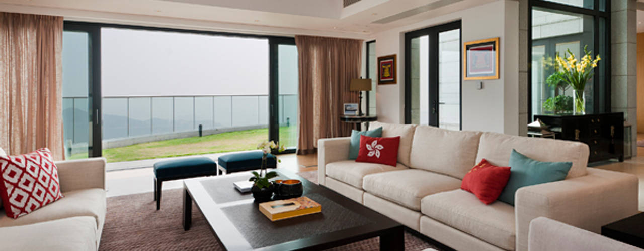 Peak Residence, Hong Kong, Nicole Cromwell Interior Design Nicole Cromwell Interior Design Salones de estilo moderno