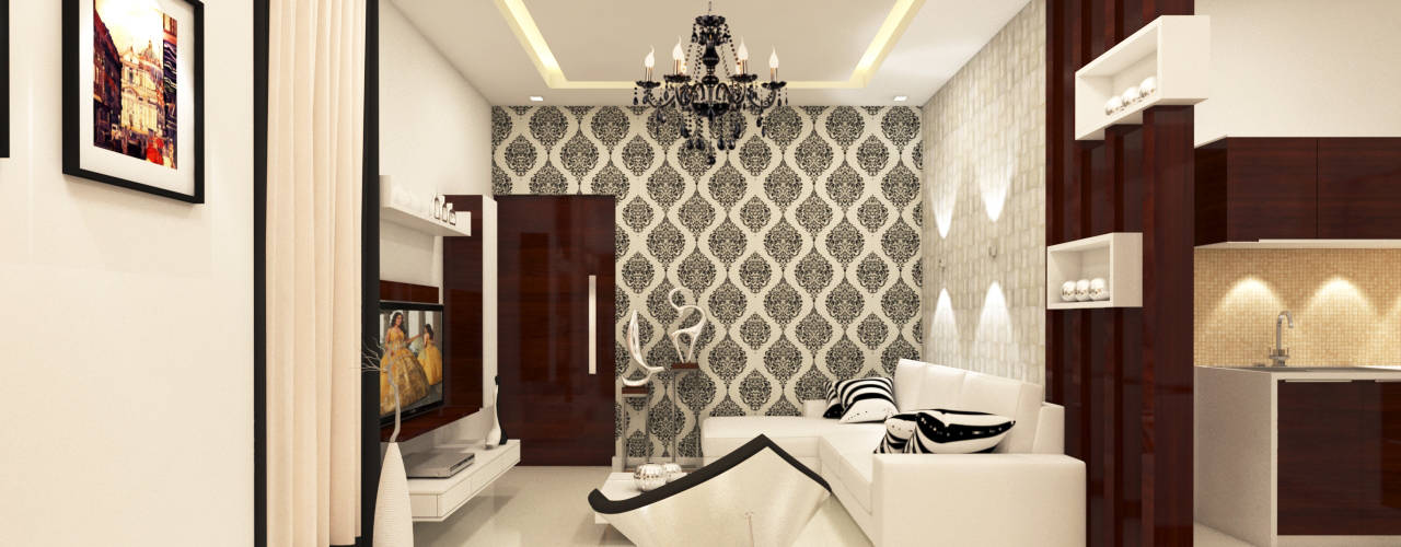 SHRI SAI SRUSHTI MODEL APARTMENT , Kredenza Interior Studios Kredenza Interior Studios Living room