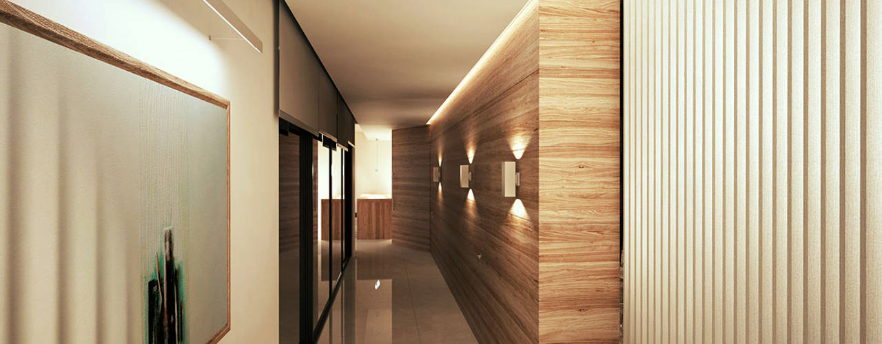 homify Modern Corridor, Hallway and Staircase