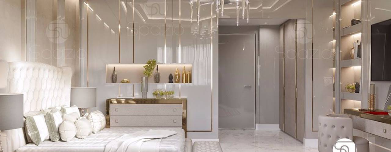 Luxury modern Master bedroom interior design and decor in Dubai the UAE, Spazio Interior Decoration LLC Spazio Interior Decoration LLC Nowoczesna sypialnia