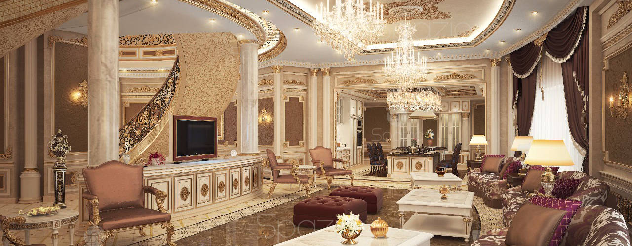 Luxury palace interior design and decor in Dubai, Spazio Interior Decoration LLC Spazio Interior Decoration LLC Salon classique