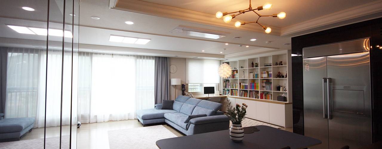 김포 32평 시공을 최소화한 새아파트 홈스타일링, homelatte homelatte Livings de estilo moderno