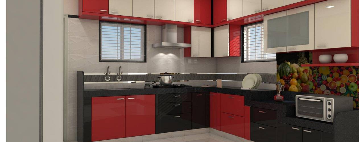 homify Built-in kitchens Engineered Wood Transparent