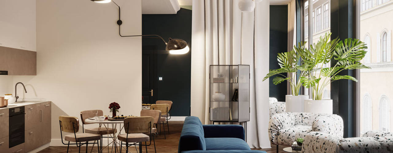 Appartamento di 65 mq per una coppia italiana, Londra, GB, Archventil - Architecture and Design Studio Archventil - Architecture and Design Studio Moderne woonkamers