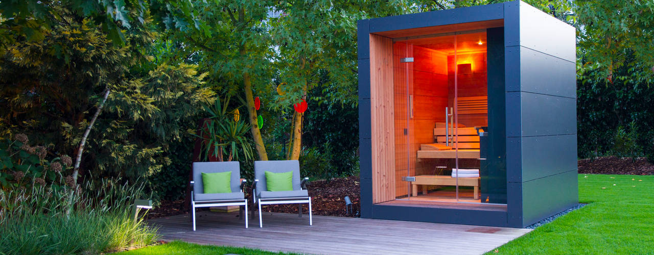 Moderne Sauna mit Gartenblick, Gartenhauptdarsteller Gartenhauptdarsteller Casetta da giardino