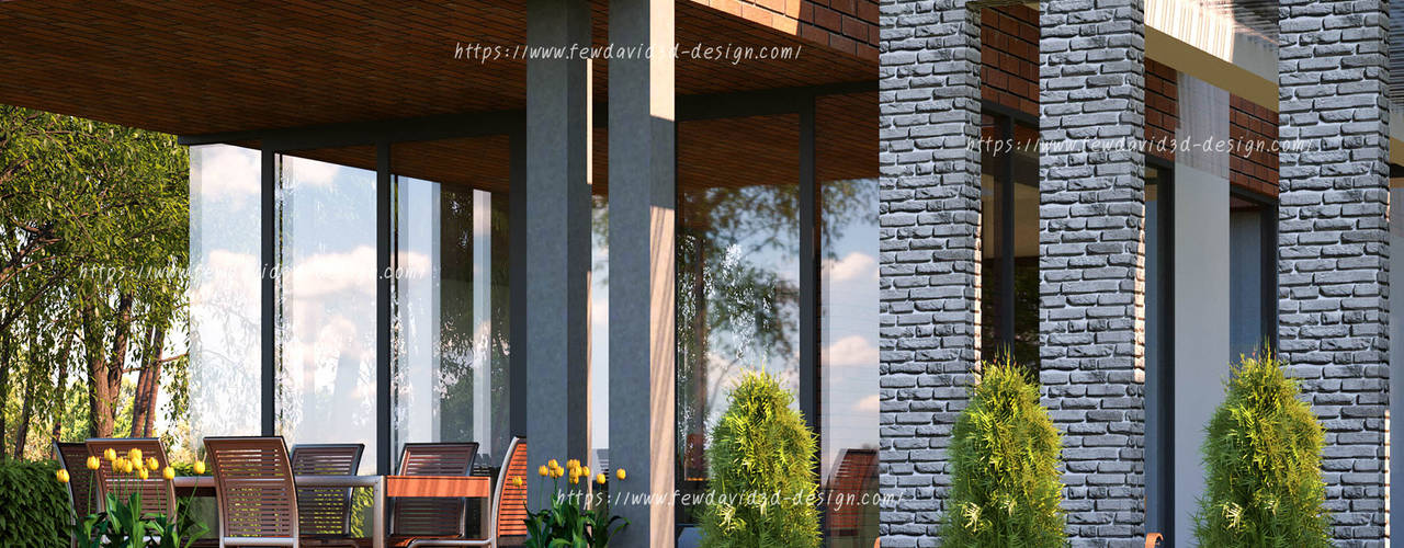บ้านพักอาศัย 2ชั้น คุณ วีรยุทธฯ อ.แก่งกระจาน จ.เพชรบุรี, fewdavid3d-design fewdavid3d-design Jardines de invierno modernos