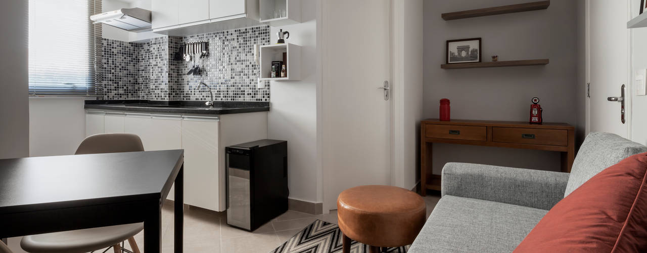 Apartamento Vila Nova Conceição, SP., Decoradoria Decoradoria مطبخ ذو قطع مدمجة البلاط