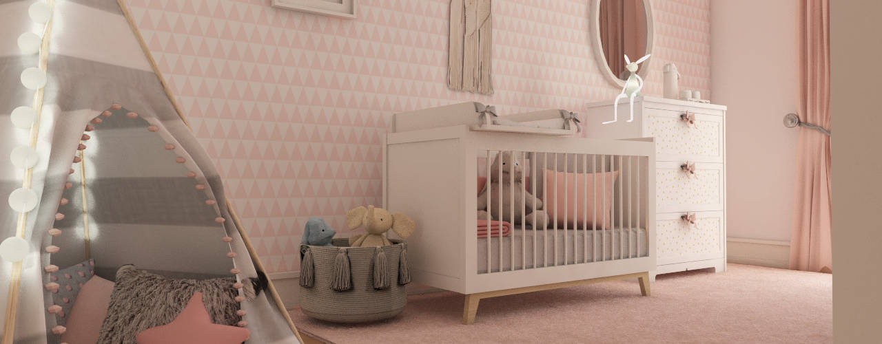 Projeto tranquilo de decoração de quarto de bebé , The Spacealist - Arquitectura e Interiores The Spacealist - Arquitectura e Interiores Baby room