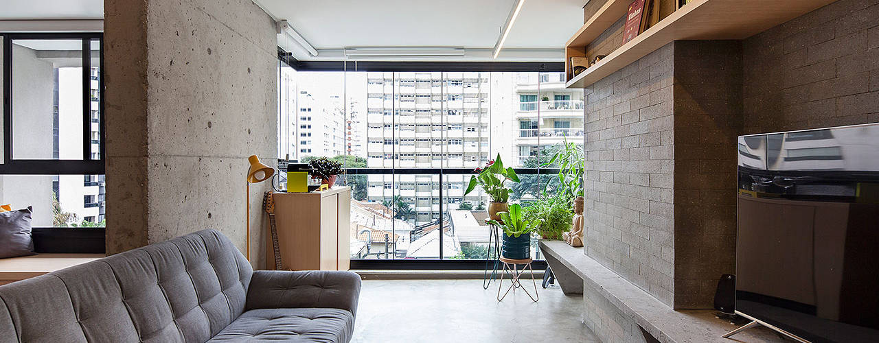 Apartamento Studio Batataes, ODVO Arquitetura e Urbanismo ODVO Arquitetura e Urbanismo Salas de estar modernas