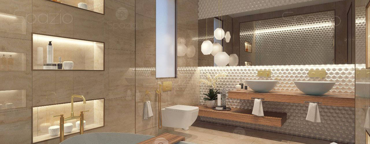 Modern luxury master bathroom interior design and decor in Dubai, UAE and Middle East, Spazio Interior Decoration LLC Spazio Interior Decoration LLC Modern style bathrooms Marble