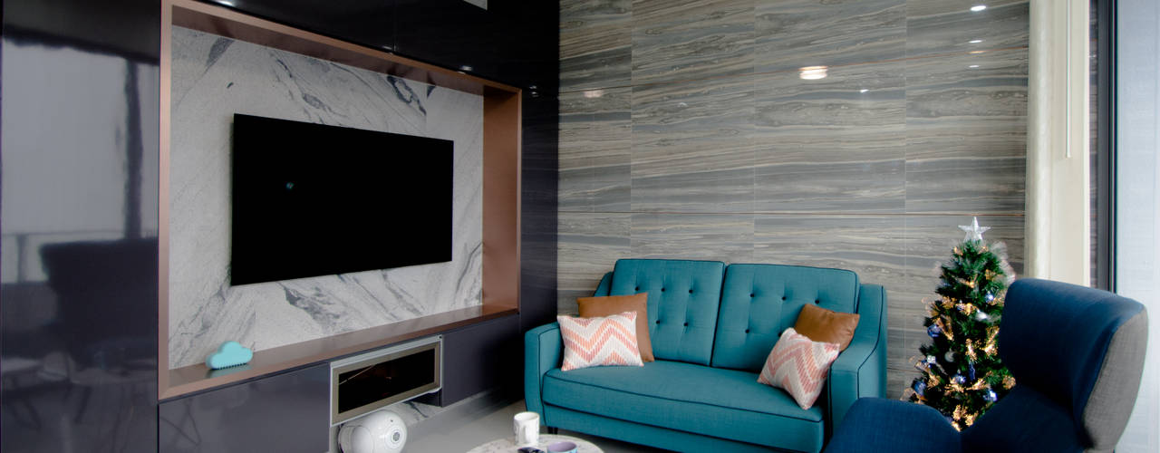 Barley Ridge Penthouse Project, Designer House Designer House Modern living room Limestone Grey